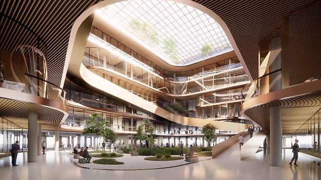 서울원 상업시설 내부 투시도. 서울원은 HDC현대산업개발이 디벨로퍼로서 본격 역량 강화에 나서는 프로젝트로, 반경 1km 내에서 직·주·락을 모두 누릴 수 있는 새로운 도시 모델을 제시한다. HDC현대산업개발 제공