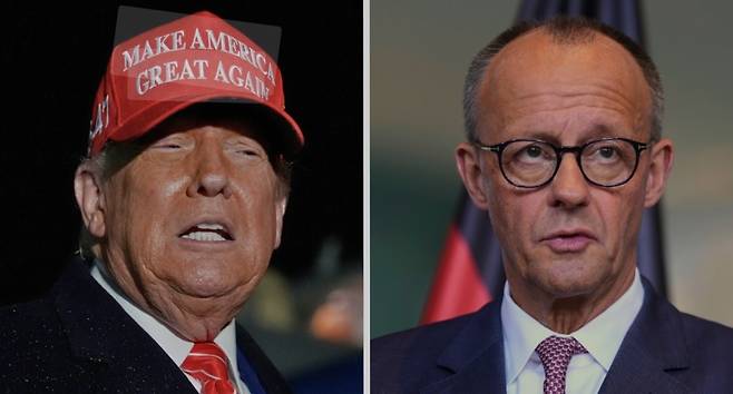 도널드 트럼프 미국 대통령(왼쪽)과 프리드리히 메르츠 독일 총리. AP연합뉴스