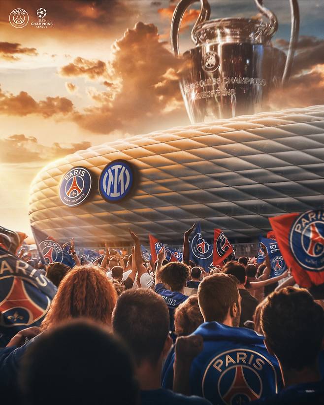 파리생제르맹(PSG)과 인터밀란의 2024~2025 UEFA 챔피언스리그 결승전이 열리는 독일 뮌헨 알리안츠 아레나 경기장 이미지. /사진=PSG SNS 캡처