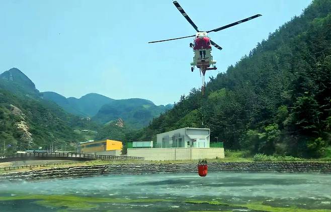 산불 진화를 위한 울릉군 저수조./울릉군