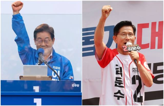 왼쪽부터 더불어민주당 이재명 대선 후보, 국민의힘 김문수 대선 후보. 연합뉴스