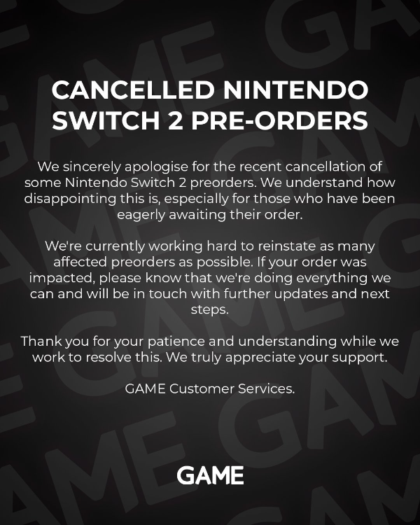 영국의 '게임'이 발표한 사과문(출처='게임' 공식 SNS).