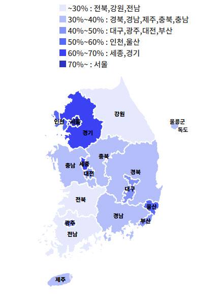 시도별 재정자립도 현황(사진=행정안전부)