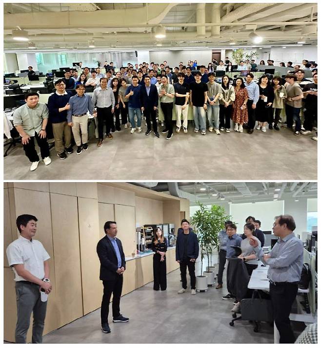 호세 무뇨스 현대차 사장이 5월 31일 서울 양재동 현대차 본사에서 전략·거버넌스 총괄부문 직원들과 담소를 나누고 있다. (사진=호세 무뇨스 SNS)