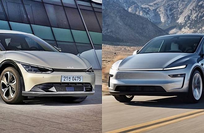 EV6와 모델Y [사진출처=기아, 테슬라/ 편집]