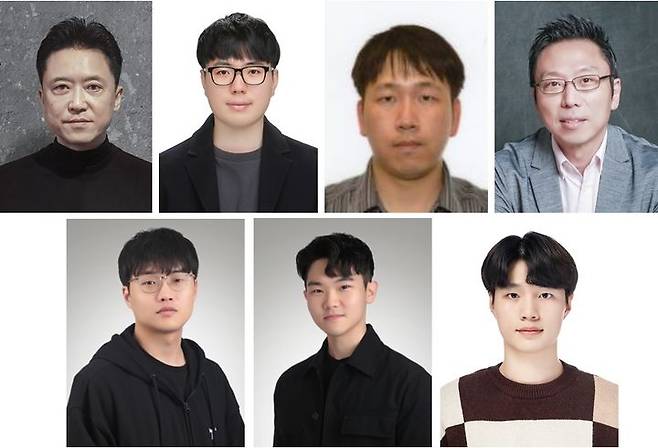 (윗줄 왼쪽부터) 김용대 교수, 윤인수 교수, 김형식 교수, 김승주 교수 (아랫줄 왼쪽부터) 윤태식 연구원, 이용화 연구원, 정수환 연구원(사진=KAIST 제공) *재판매 및 DB 금지