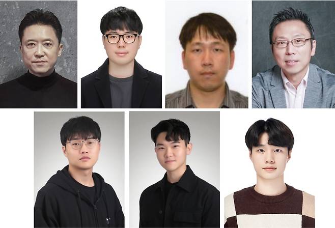 김용대 교수, 윤인수 교수, 김형식 교수, 김승주 교수(윗줄 왼쪽부터)와 윤태식 연구원, 이용화 연구원, 정수환 연구원(아랫줄 왼쪽부터). 카이스트 제공