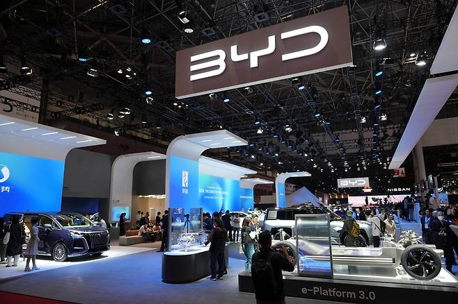 2023년 일본 도쿄에서 열린 '일본 모빌리티 쇼' BYD 전시장  [EPA 연합뉴스 자료사진]