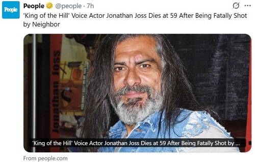 배우 조너선 조스의 사망 소식을 전한 피플지 온라인 기사. People X 게시물 캡처. 연합뉴스