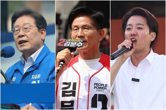 이재명(왼쪽부터) 더불어민주당·김문수 국민의힘·이준석 개혁신당 대선 후보. 연합뉴스