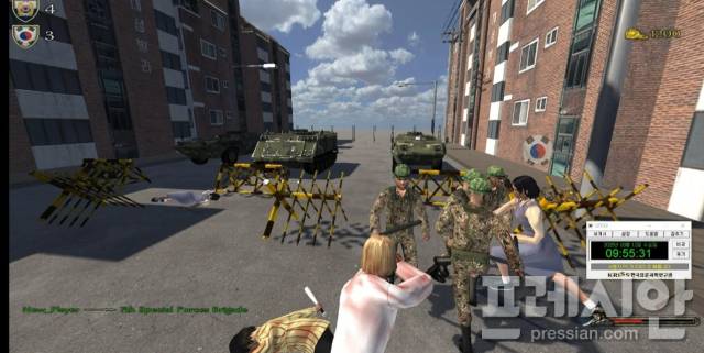 ▲'광주런닝맨'의 플레이 장면 시민들이 계엄군에 맞서 싸우고 있다ⓒ5·18기념재단