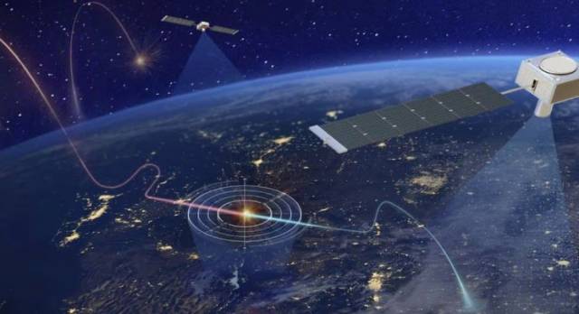 골든돔 우주 기반 요격체(SBI)가 핵미사일과 충돌하는 상상도. 사진 제공=미 방위산업체 노스럽 그루먼社