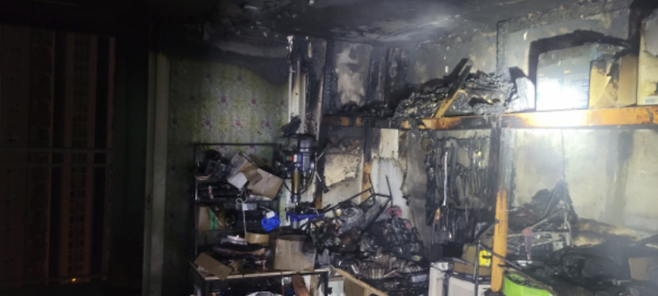 광주 광산구 장덕동 아파트 화재 현장 내부. 광주 광산소방서 제공