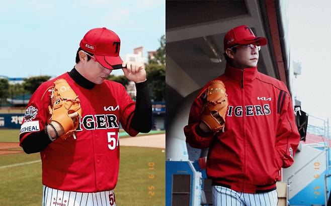 ▲10번째 우승을 차지한 지난 2009년 당시 착용했던 원정 유니폼을 입은 양현종 [KIA타이거즈]