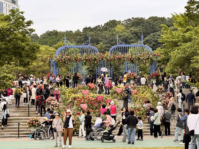 지난달 22일 서울 동작구 보라매공원에서 열린 '2025 서울국제정원박람회'가 관람객으로 붐비고 있다. 박람회는 오는 10월 20일까지 진행된다. 서울시 제공