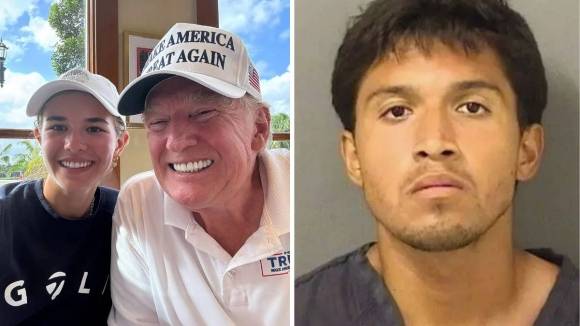 도널드 트럼프 미국 대통령과 친손녀 카이(왼쪽), 마러라고 리조트 부지에 불법 침입한 앤서니 토머스 레이예스. 출처=카이 트럼프 인스타그램·팜비치 카운티 보안관 사무실