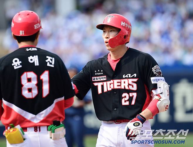 25일 대구 삼성라이온즈파크에서 열린 KBO리그 삼성과 KIA의 경기. 5회 안타를 날린 KIA 김호령. 대구=송정헌 기자songs@sportschosun.com/2025.05.25/