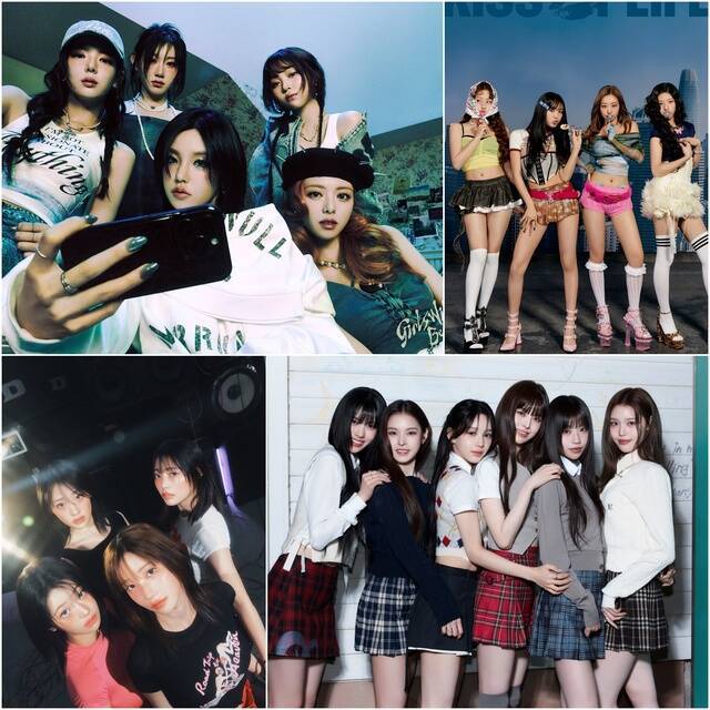 걸그룹 ITZY, 키스오브라이프, 이즈나, QWER(왼쪽 위부터 시계 방향)이 오는 9일 동시에 컴백한다. /각 소속사