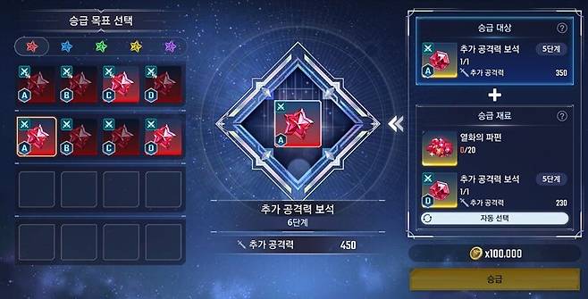 ▲ 6단계 승급에서는 '힘들게 얻은 A티어 보석을 갈아 넣었더니 D티어가 나왔어요'같은 일이 없다