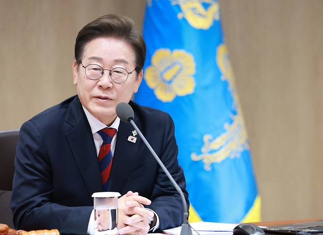 President Lee Jae-myung speaks during a Cabinet meeting at the presidential office in Yongsan, central Seoul, on June 5. [JOINT PRESS CORPS]
