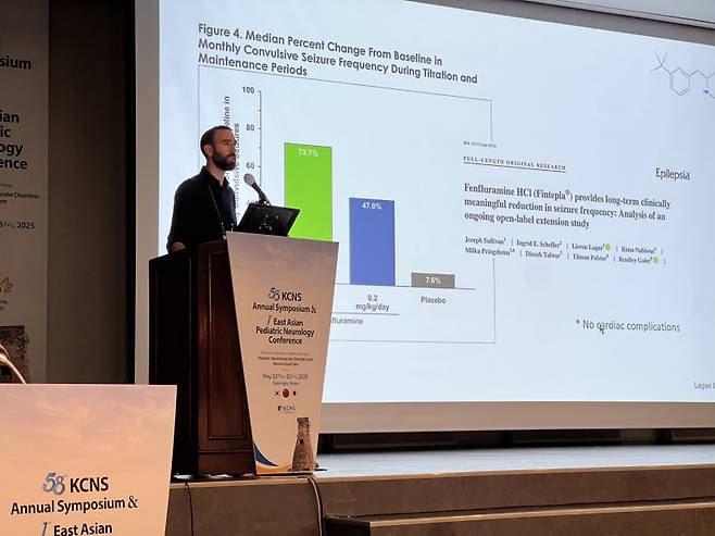 앙헬 알레도 세라노(Ángel Aledo-Serrano) 스페인 마드리드비트하스대학병원 교수는 지난달 23일 경주에서 열린 대한소아신경학회 춘계학술대회에서 드라벳 증후군의 복합적 특성과 치료 접근법에 대해 발표했다. 박선혜 기자