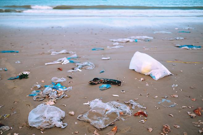 해안가에 버려진 쓰레기들.[게티이미지뱅크]