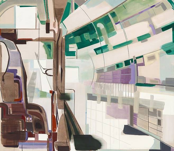 김세은(b. 1989) 〈타면 나타나는 굴〉 2025Water mixable oil on canvas 200 x 230 x 3 cm Courtesy of the artist and Kukje Gallery 사진: 안천호 이미지 제공: 국제갤러리 *재판매 및 DB 금지