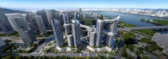 HDC현대산업개발이 용산정비창 전면 1구역에 제시한 ‘더 라인 330’ 단지. HDC현대산업개발 제공