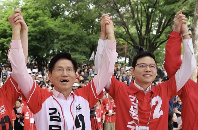 김문수 전 국민의힘 대선 후보와 박정훈 국민의힘 의원. 박정훈 의원 페이스북 캡처