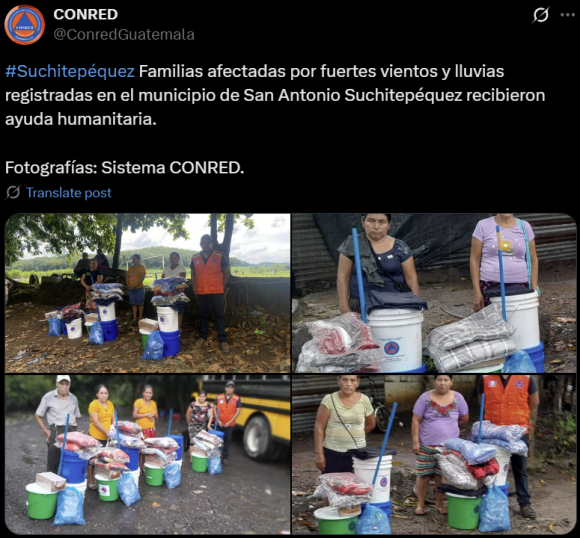과테말라 재난당국은 소셜미디어와 홈페이지 등을 통해 배포한 안내문과 영상에서 “최소 72시간가량 버틸 수 있는 짐을 챙겨서 대피하라”고 권고했다. 출처=CONRED 엑스
