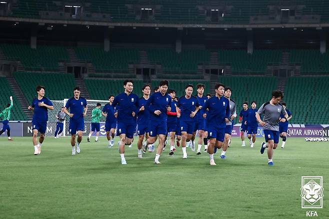 이라크와의 2026 FIFA 북중미 월드컵 아시아 3차 예선 대비 훈련 중인 축구대표팀. /사진=대한축구협회 제공