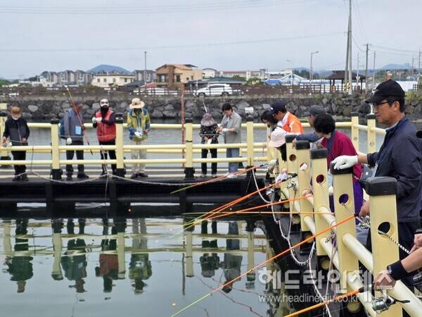 '자연과 하나되어' 행사 프로그램인 인공낚시터 낚시.&nbsp;
