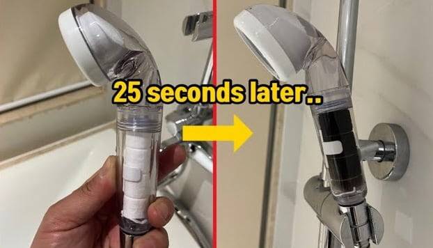 베트남 나트랑의 한 4성급 호텔에서 촬영했다는 샤워기 필터 변화 양상. /유튜브