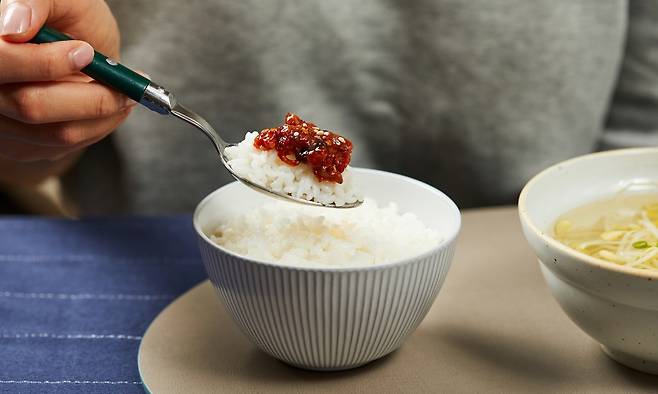 흰쌀밥 위 젓갈. 클립아트코리아