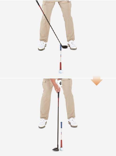 하향 구간 임팩트를 위해 볼은 드라이버 샷 때보다 클럽 페이스 폭 정도 안쪽에 위치시킨다.