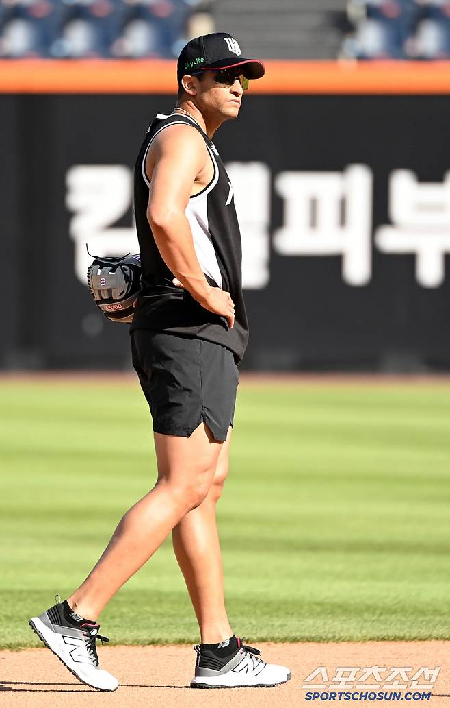 4일 대전 한화생명볼파크에서 열린 KT와 한화의 경기, KT 쿠에바스가 훈련에 나서고 있다. 대전=허상욱 기자wook@sportschosun.com/2025.06.04/