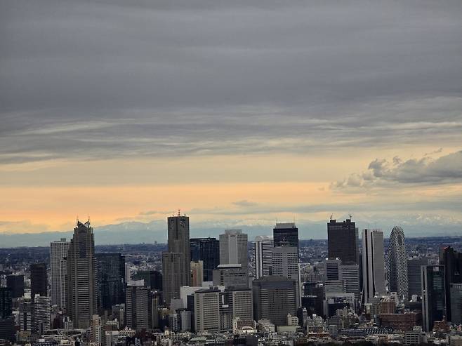 일본 도쿄 시부야스카이에서 찍은 전망대 풍경 사진