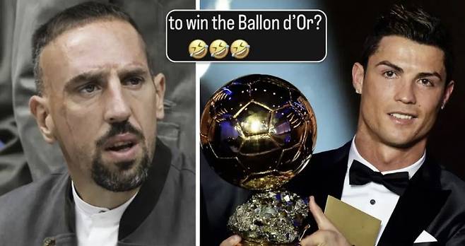 프랑크 리베리(왼쪽)가 최근 발롱도르에 관해 언급한 호날두를 비웃었다. 사진=트리뷰나