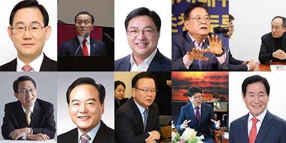 (윗줄 왼쪽부터 시계방향) 주호영 국회부의장, 윤재옥 의원, 허소 민주당 대구시당위원장, 우동기 전 지방시대위원장, 추경호 의원, 곽대훈 2.28기념사업회장, 배광식 북구청장, 김부겸 전 국무총리, 이만규 대구시의회 의장, 김상훈 의원 [사진=각 의원실 및 해당기관 ]