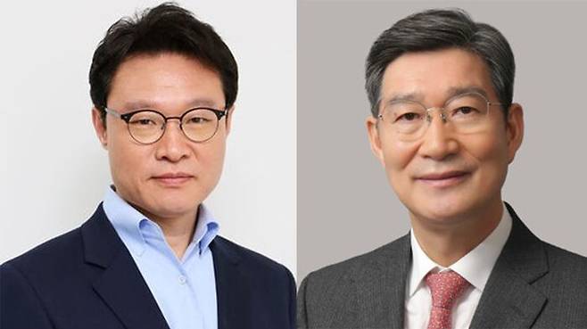 이규연 전 JTBC 대표 (왼쪽), 오광수 대륙아주 대표 변호사