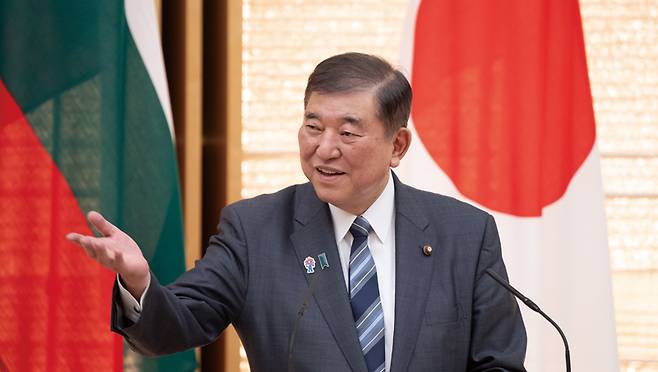 5월20일 일본 도쿄에서 열린 일본-불가리아 정상회담 이후 공동 기자회견을 하고 있는 이시바 시게루 일본 총리 ⓒEPA 연합