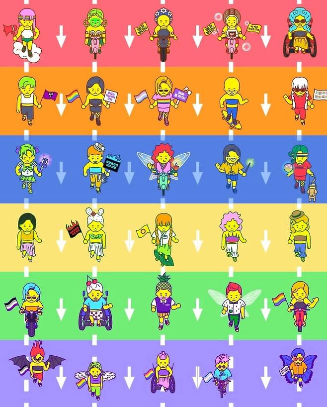 온라인퀴어퍼레이드(OQP) 참여 예시 화면 갈무리 (출처 : SQCF 인스타그램)