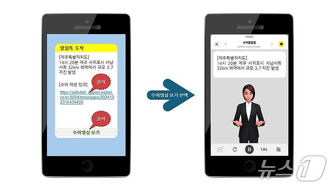 ‘재난문자 실시간 수어 영상 알림 서비스' 영상 캡처 이미지.(제주도 제공. 재판매 및 DB 금지)
