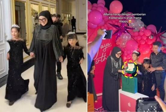 말레이시아의 한 사업가가 11세 딸 생일을 맞아 초호화 생일 파티를 열었다. 오른쪽은 생일 주인공이 선물 받은 롤렉스 시계를 열어보는 모습./틱톡