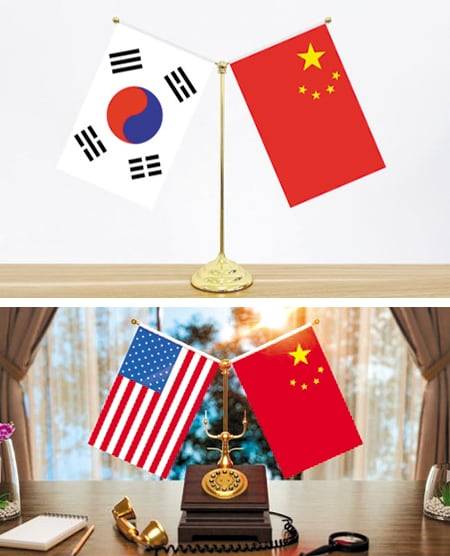 시진핑 중국 국가주석의 이재명 대통령 당선 축전 소식을 전한 차이나데일리 페이스북 그림(위)과 시진핑과 도널드 트럼프 미국 대통령의 통화 소식을 전한 주미 중국 대사관 페이스북 사진. /페이스북