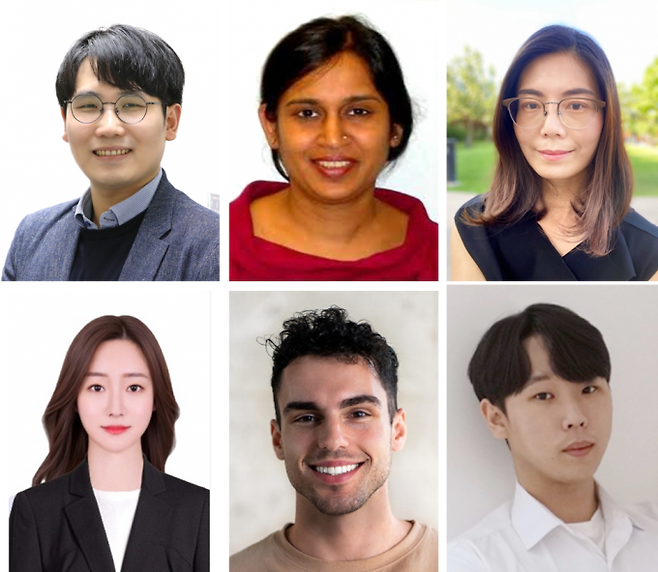 (위 왼쪽부터 시계방향으로) 박우람 성균관대 교수, 사구나 베르마 미국 하와이대 교수, 박주원 교수, 박주동 성균관대 박사과정생, 스테파노스 지안나코풀로스 하와이대 박사, 신하은 박사. 한국보건산업진흥원 제공.