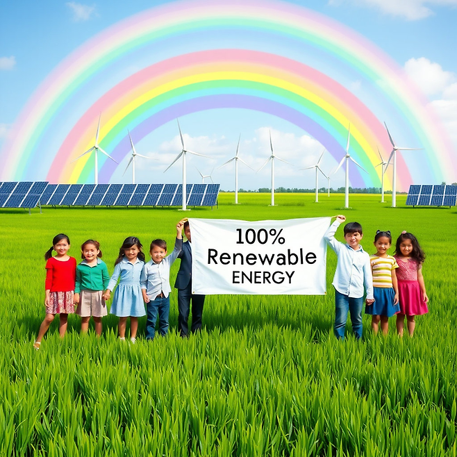 톡톡 용어 - RE100 (AI로 이미지 생성)