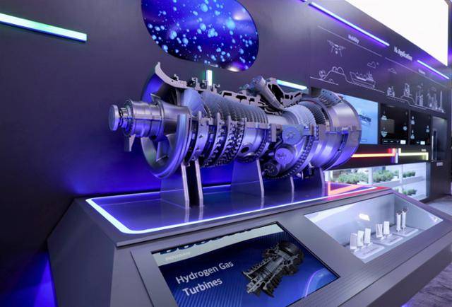 두산에너빌리티가 개발 중인 수소터빈 모형.