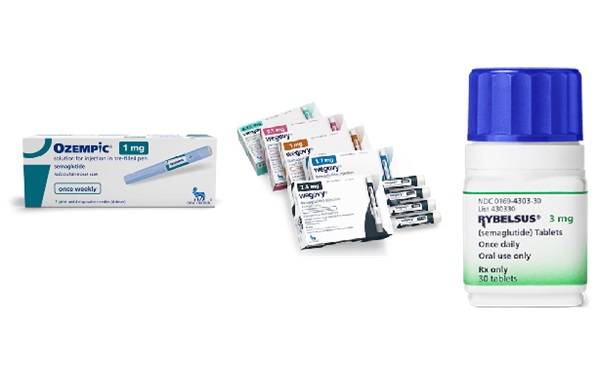 세마글루타이드를 주성분으로 하는 의약품. 왼쪽부터 오젬픽, 위고비, 리벨서스/사진=노보 노디스크