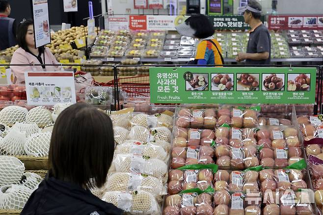 [서울=뉴시스] 최동준 기자 = 서울 시내 대형마트 내 과일 매대 모습. 2025.06.04. photocdj@newsis.com